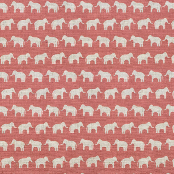 Anna Elisabeth Pachyderm Parade S4102 Coral Fabric | Atlanta Fabrics