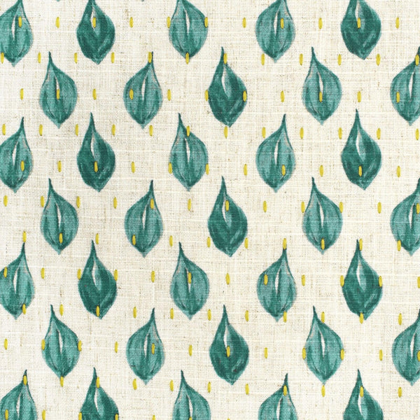 Anna Elisabeth Spathiphyllum S3613 Turquoise Fabric | Atlanta Fabrics